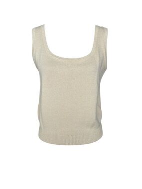 St John Collection Knit Sweater Sleeveless Top Women’s Size S Light Yellow